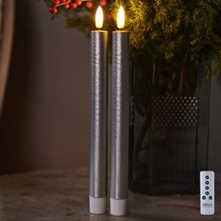 Sirius Sille Exclusive kronelys med 3D flamme. 2 stk. Sølv