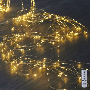 Sirius Knirke lyskæde - Klar/Guld - 15 kæder med ialt 200 LED