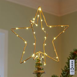 Sirius LED topstjerne til juletræet - Christina guldfarvet med 2 stjerner