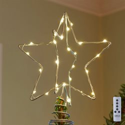 Sirius LED topstjerne til juletræet - Christina sølvfarvet med 2 stjerner