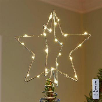 Sirius LED topstjerne til juletræet - Christina sølvfarvet med 2 stjerner