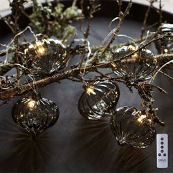 Sirius Millie guirlande med 8 LED og gråt glas