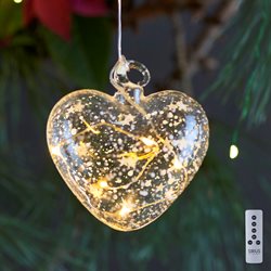 Sirius Romantic glas hjerte - Ø8 cm. med 5 LED