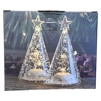 2 stk. Romantic Glas træ\'er - 11,5 cm. høje / 2.sortering