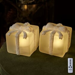 Sirius Santa gavepakker i frosted glas - 6x6 cm.