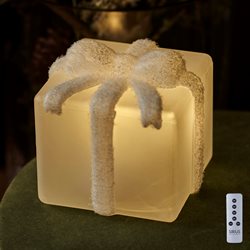Sirius Santa gavepakke i frosted glas - 8x8 cm.