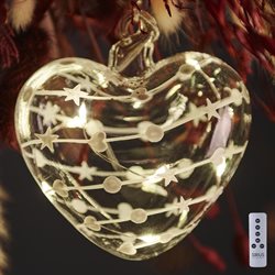 Sirius Sweet Christmas glas hjerte - Ø10 cm. med 8 LED