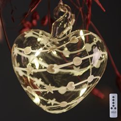 Sirius Sweet Christmas glas hjerte - Ø8 cm. med 5 LED