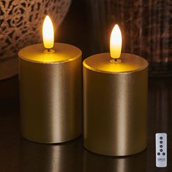 Sirius Sille Exclusive lys med 3D flamme. 2 stk. mini - Guld