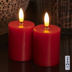 Sille Exclusive lys med 3D flamme. 2 stk. mini - Røde