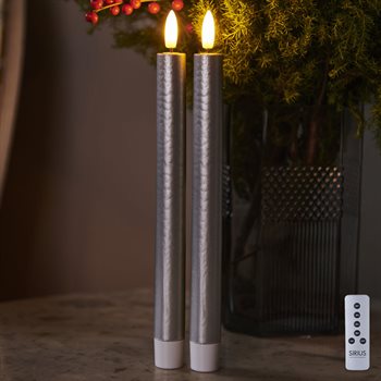 Sirius Sille Exclusive kronelys med 3D flamme. 2 stk. Sølv