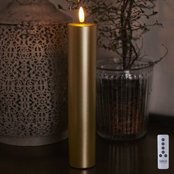 Sirius Sille Exclusive lys med 3D flamme. Ø5 - 25 cm højt. Guld