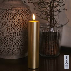 Sirius Sille Exclusive lys med 3D flamme. Ø5 - 20 cm højt. Guld