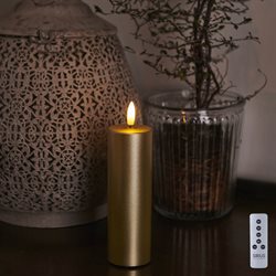 Sirius Sille Exclusive lys med 3D flamme. Ø5 - 15 cm højt. Guld
