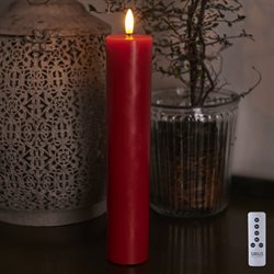 Sille Exclusive lys med 3D flamme. Ø5 - 25 cm højt. Rødt