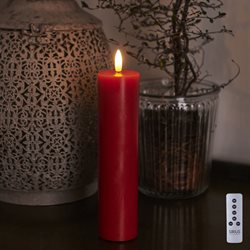 Sirius Sille Exclusive lys med 3D flamme. Ø5 - 20 cm højt. Rødt