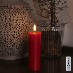 Sirius Sille Exclusive lys med 3D flamme. Ø5 - 15 cm. Rød