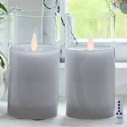 Sirius Ivy LED stearinlys - Grå - 15 cm. 2 stk. 