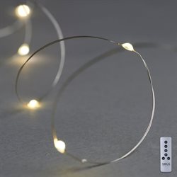 Knirke lyskæde - Klar/Sølv - med 20 LED - til batteri