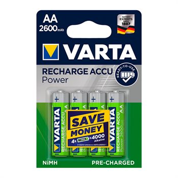 Varta genopladeligt batteri - POWER - 2600 mAh - AA (HR06) BLISTER 4 stk.