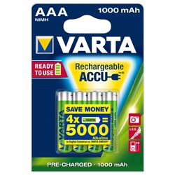 Varta genopladeligt batteri - POWER 1000 mAh - AAA - 4 stk.